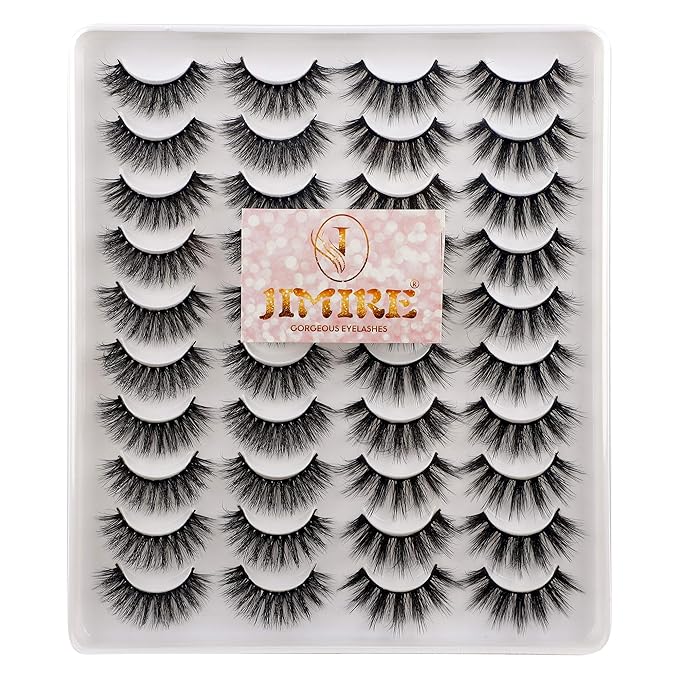 JIMIRE 20 Pairs False Eyelashes 2 Styles Mixed Fluffy Eyelashes Natural Volume Wispy Faux Mink Lashes Pack-FemmiqueWomen