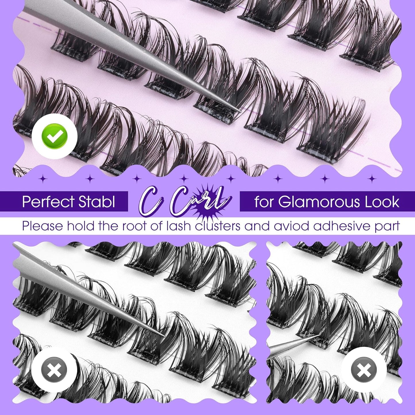 JIMIRE Self Adhesive Eyelashes Manga Lash Clusters Natural Look 10-14MM Wispy Pre Glued Lashes Clusters No Glue Needed D-Curly Natural Cluster Lashes Reusable Invisible Band Press on Lashes-FemmiqueWomen