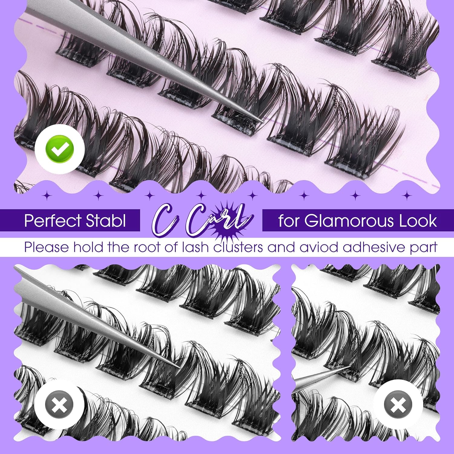 JIMIRE Self Adhesive Eyelashes Manga Lash Clusters Natural Look 10-14MM Wispy Pre Glued Lashes Clusters No Glue Needed D-Curly Natural Cluster Lashes Reusable Invisible Band Press on Lashes-FemmiqueWomen