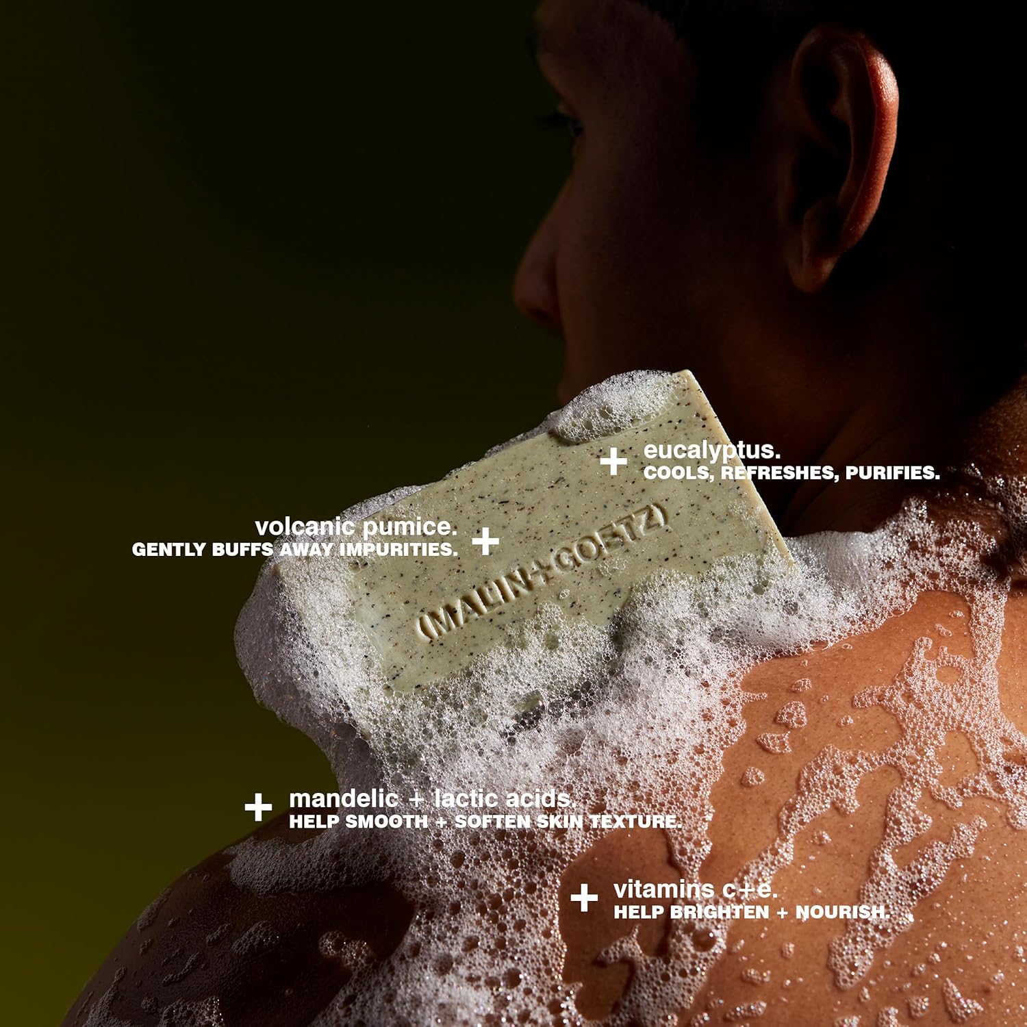 MALIN+GOETZ Mandelic Acid Exfoliating Bar | Triple-Milled Exfoliating + Cleansing Bar | Mandelic Acid, Lactic Acid, Pumice + Eucalyptus | Smooths, Softens + Brightens Skin | Vegan + Cruelty-Free(5 oz)-FemmiqueWomen