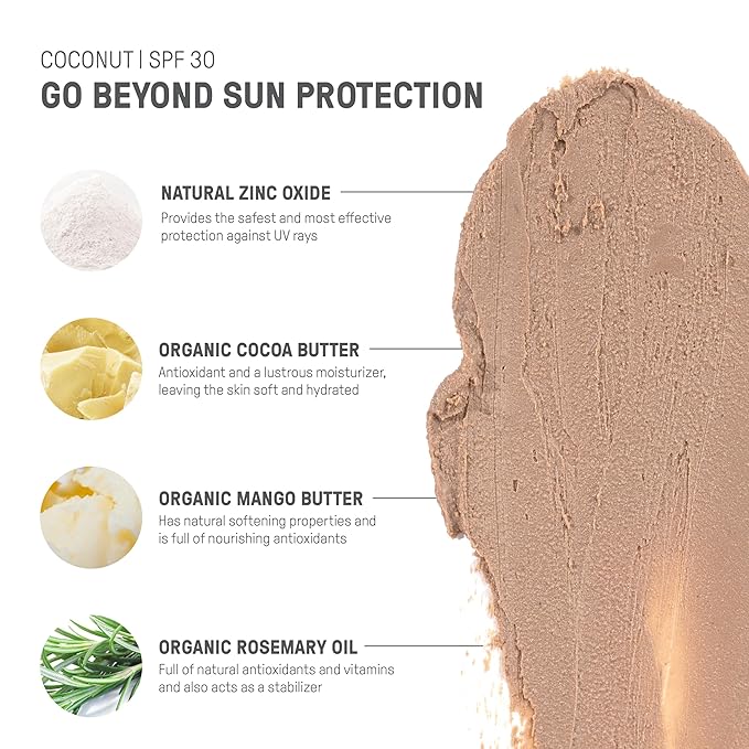 Raw Element Ultra-Moisturizing Tinted Face Cream, Non Toxic Mineral Face Sunscreen, Daily Tinted Moisturizer, Non-Nano Zinc Oxide, Reef Friendly, All Ages, SPF 30, 1.8 oz, Coconut, Pack of 1-FemmiqueWomen