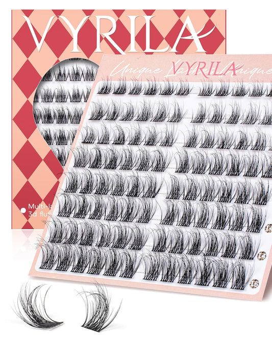 Lash Clusters 0.05mm PBT Fiber Eyelash Clusters, 0.1mm Superfine Invisiband D Curl Diy Lash Extension, 96pcs 8-16mm Individual Like Eyelash Extensions (Velvet-D-8-16Mix)-FemmiqueWomen