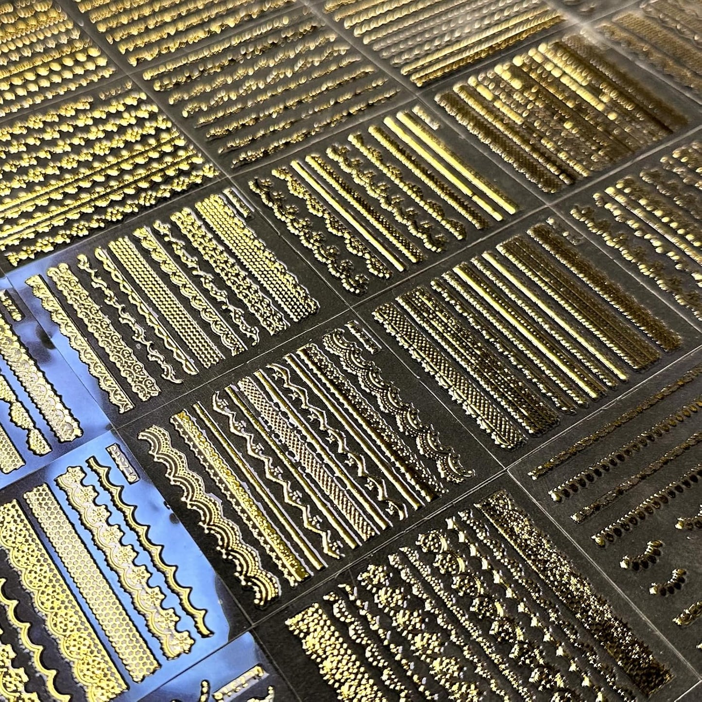 30 Sheets Gold Line Nail Art Stickers Gold Lace Nail Stickers 3D Self-Adhesive Gold Nail Decals Acrylic Nails DIY Design Nail Supplies for Women-FemmiqueWomen