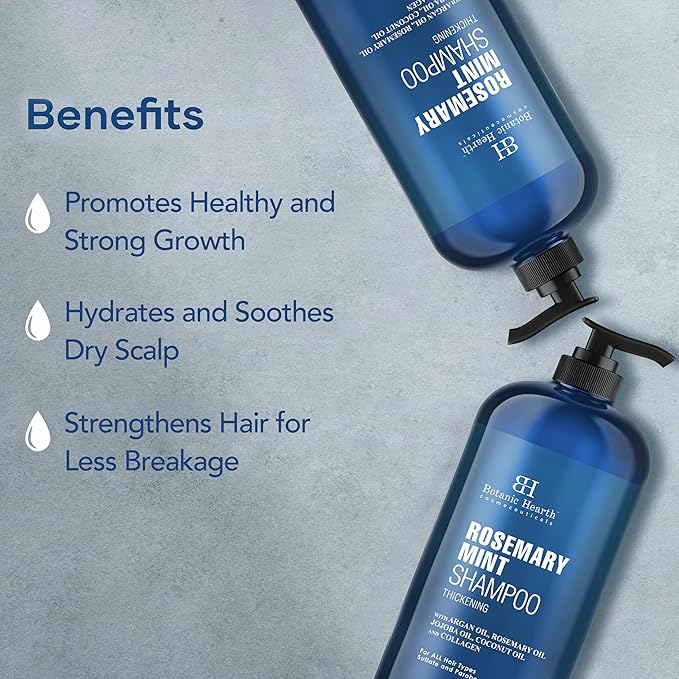 Botanic Hearth Rosemary Shampoo 16 Oz | Rosemary Oil Shampoo De Romero For Hair Growth With Biotin & Mint | Sulfate Free,Thicker & Fuller Hair | Deep Cleansing & Nourishing-FemmiqueWomen