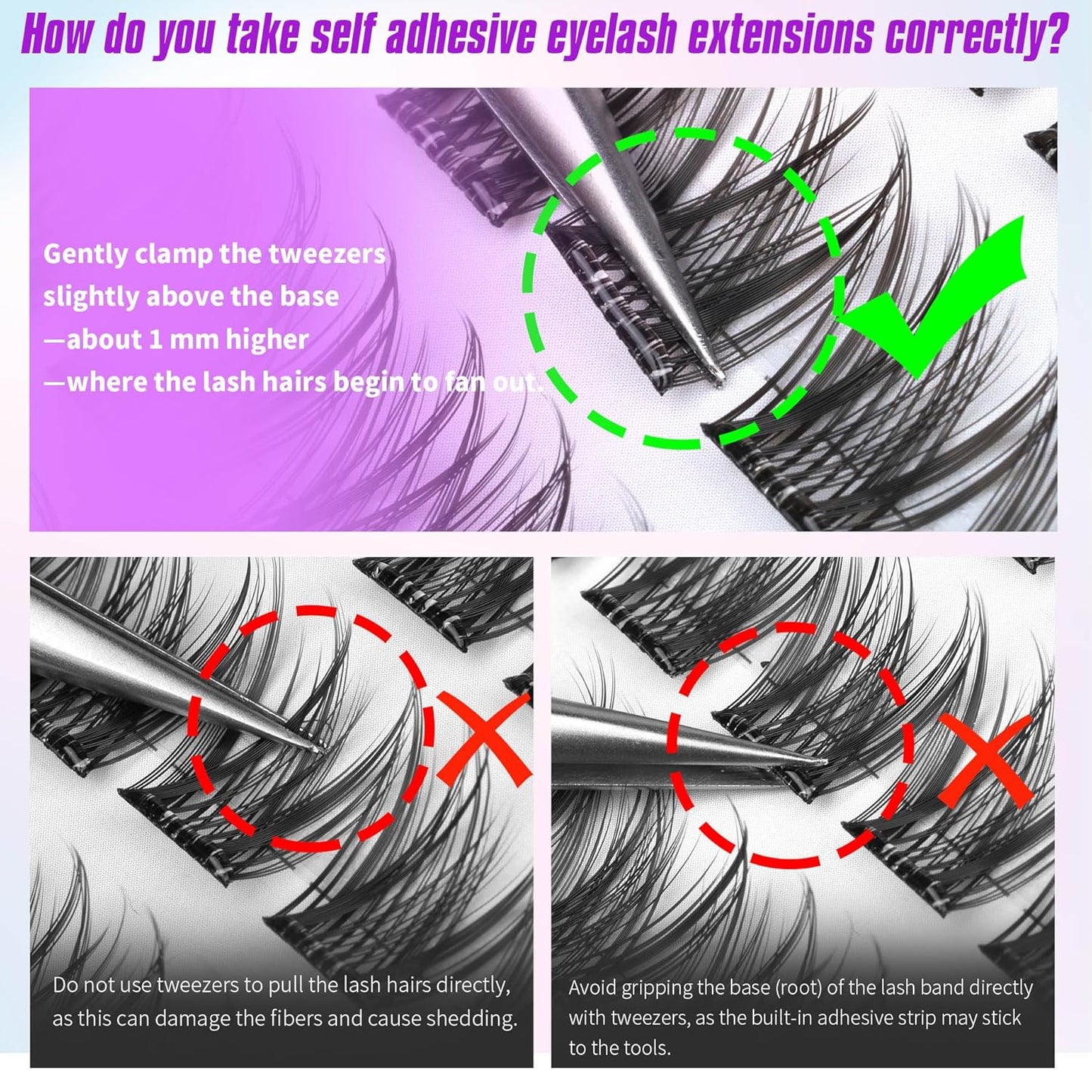 Self Adhesive Eyelashes No Glue Self Adhesive Lash Clusters Pre Glued Eyelashes Clusters Natural Wispy Glueless Eyelash Extensions Reusable DIY Lash Extensions (110Pcs, 10mm-16mm)-FemmiqueWomen