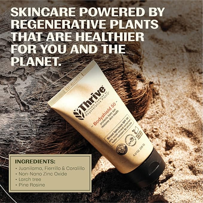 Thrive Natural Care Reef Safe Sunscreen SPF50 - Hawaii 104 Reef Act Compliant - Mineral Sunscreen Non-Nano Zinc Oxide - Vegan, (5.8 Oz (Pack of 2))-FemmiqueWomen