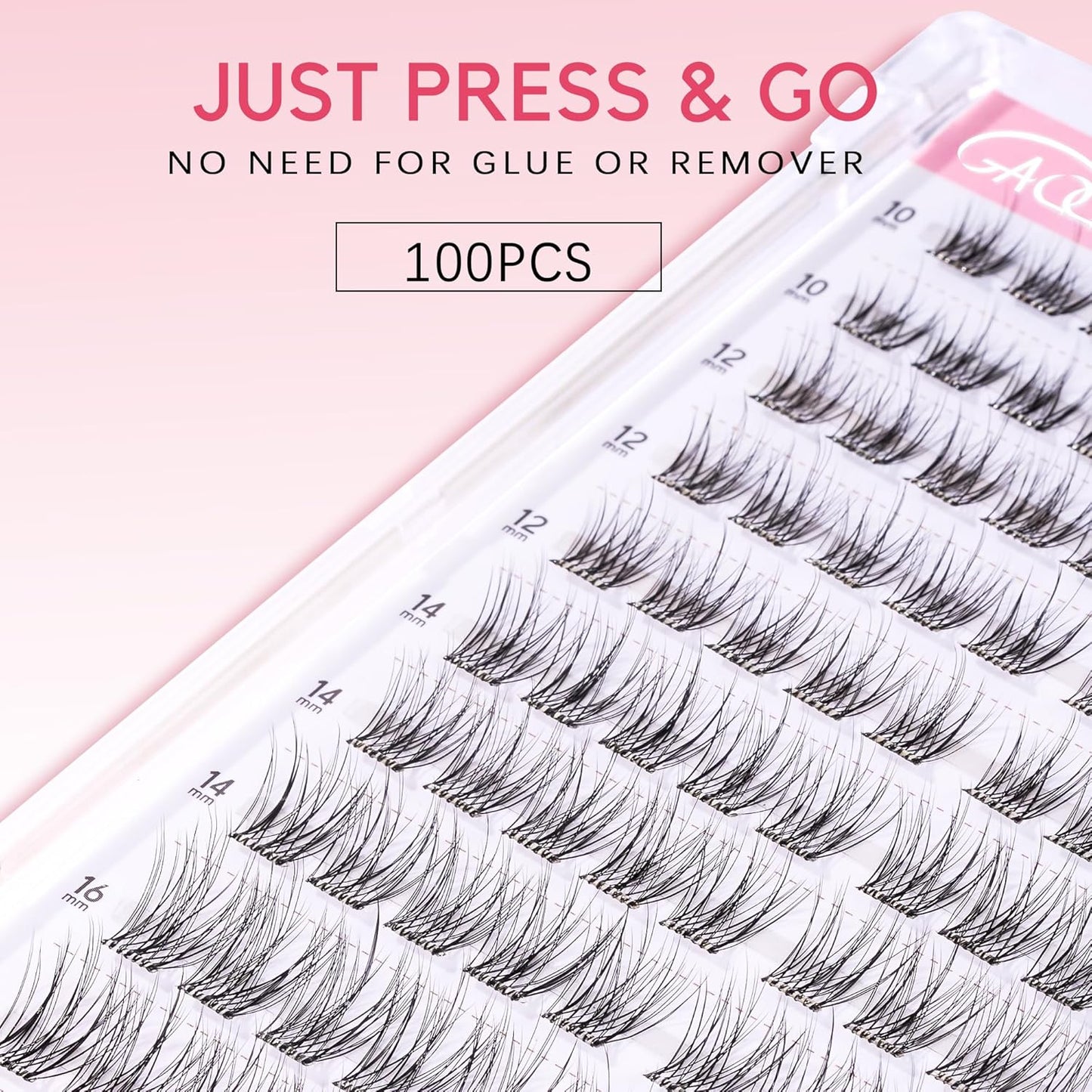 GAQQI Self Adhesive Eyelash Clusters, Natural Look No Glue Lashes 10-16mm, No Band Self Adhesive Lash Clusters 100pcs, Press On Lashes Invisible Band, With Lash Tweezer (LACE)-FemmiqueWomen