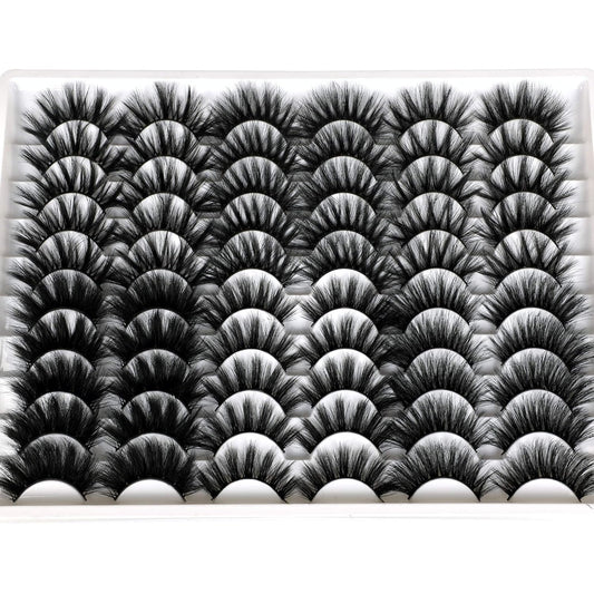 30 Pairs 20MM False Eyelashes Wholesale 6 Styles Mixed Lashes 8D Fluffier Volume Dramatic Faux Mink Eyelashes Thick Full Strip Lashes Pack-FemmiqueWomen