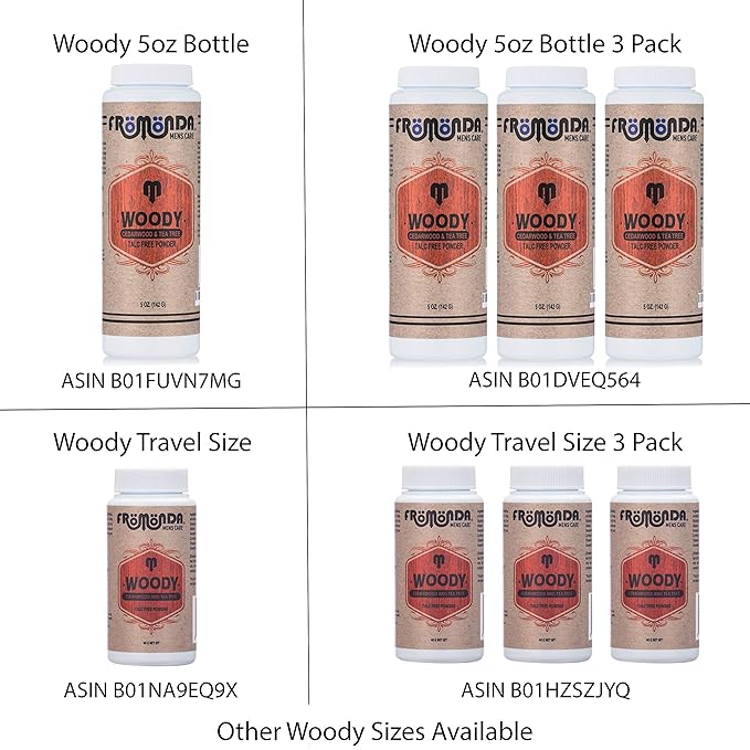 (Woody) Body Powder Cedarwood & Tea Tree (5 oz, 1-Pack) Unisex, Talc-Free, Anti-Chaffing, Sweat Defense with Essential Oils-FemmiqueWomen
