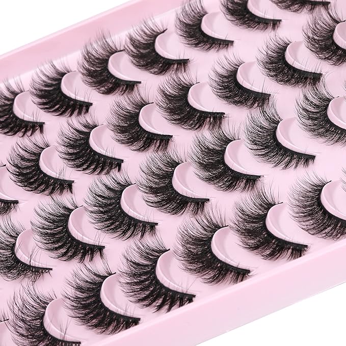 JIMIRE False Eyelashes Natural Fluffy Wispy Faux Mink Lashes 5D 14mm-18mm 5 Styles Mixed Lashes for Small Eyes Natural Look Fake Eyelashes 20 Pairs Multipack-FemmiqueWomen