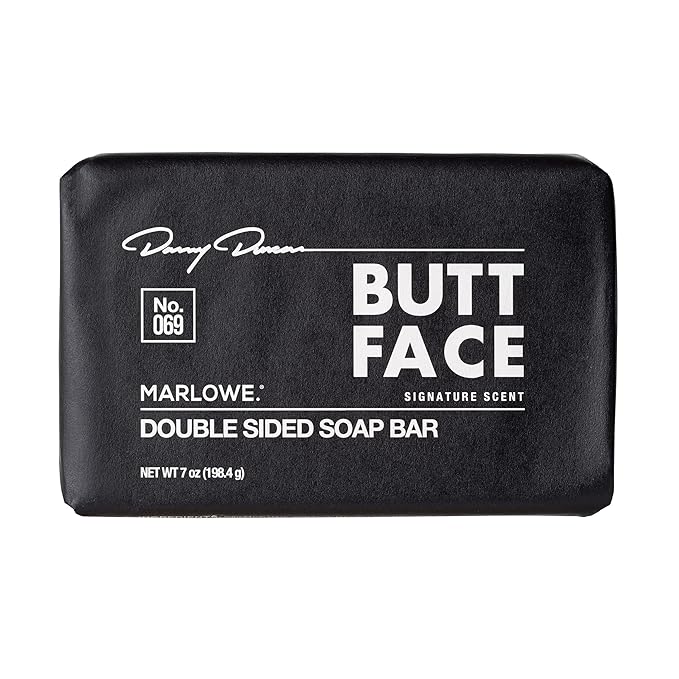 MARLOWE. No. 069 Butt Face Mens Soap, 7 Oz, Double Sided Moisturizing & Body Exfoliator Bar Soap with Pumice & Apricot Seed Powder, Crisp Sea Air, Fresh Sage + Cedarwood Scent-FemmiqueWomen