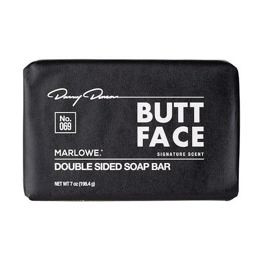 MARLOWE. No. 069 Butt Face Mens Soap, 7 Oz, Double Sided Moisturizing & Body Exfoliator Bar Soap with Pumice & Apricot Seed Powder, Crisp Sea Air, Fresh Sage + Cedarwood Scent-FemmiqueWomen