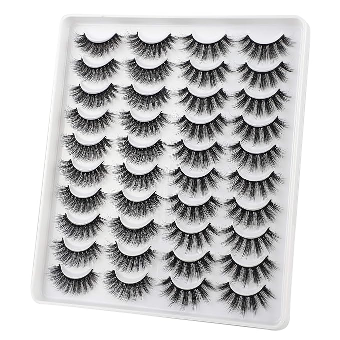 JIMIRE 20 Pairs False Eyelashes 2 Styles Mixed Fluffy Eyelashes Natural Volume Wispy Faux Mink Lashes Pack-FemmiqueWomen