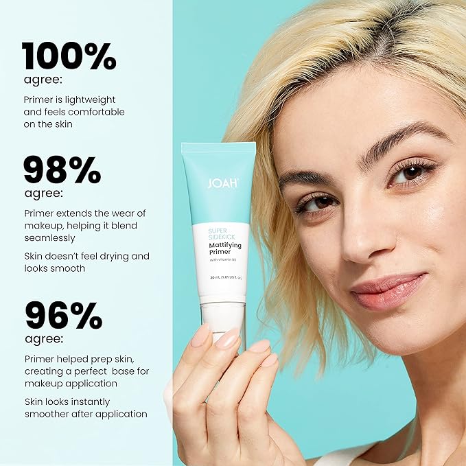 JOAH Beauty Super Sidekick Mattifying Makeup Primer, Pore Minimizing Matte Finish, Hydrating and Long Lasting Korean Face Primer for Oil Control, Helps Smooth, Blur Skin, For All Skin Types, 1.01 Oz-FemmiqueWomen