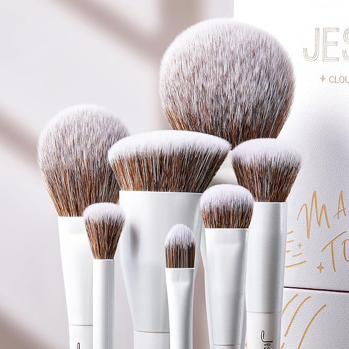 Jessup Makeup Brushes Set 14pcs Make up Brushes Premium Synthetic Foundation Concealer Blush Contour Powder Eye Shadow Blending Brush, Pearl White T343-FemmiqueWomen