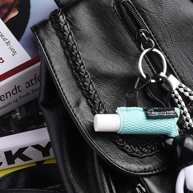 Beautyflier Cute Elastic Lip Balm Holder Keychain, Lipstick Sleeve Chapstick Sleeve Holder for Burts Bees Chapstick-FemmiqueWomen