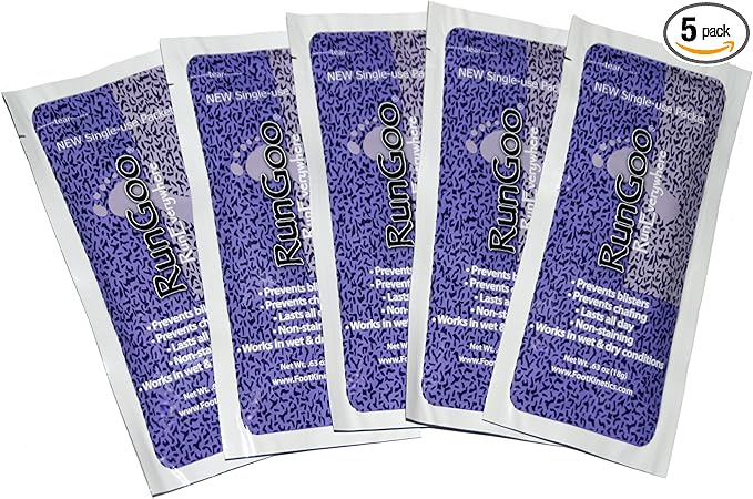 RunGoo Blister Prevention Cream for Running and Athletes - 5 Single-Use Packets - Long-Lasting, Sweat-Resistant Cream - Prevents Chafing, Hot Spots, and Blisters on Feet