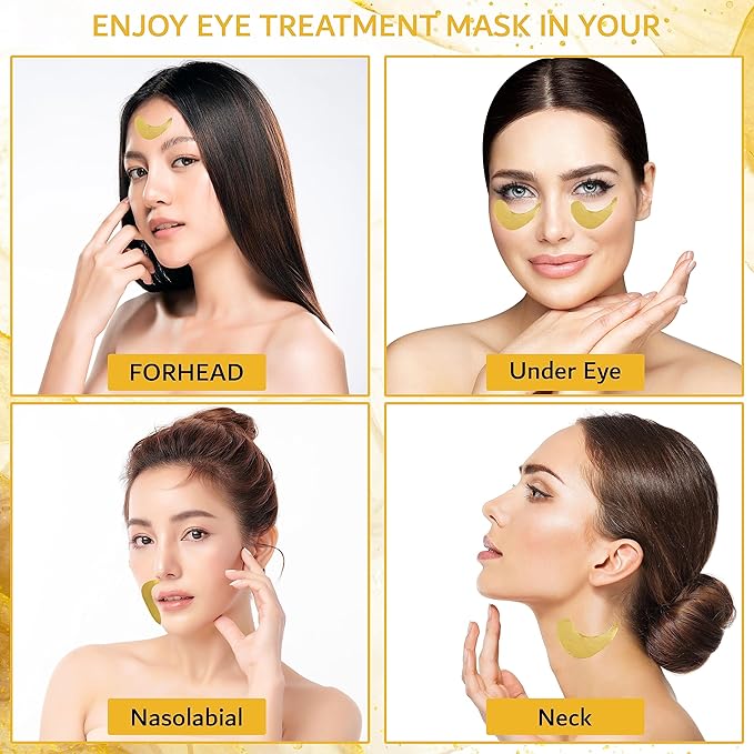 32 Pairs 24K Gold Under Eye Patches - Dark Circle & Puffy Eye Treatment - Anti-Aging Hydrogel for Wrinkle Reduction & Skin Rejuvenation - Reduces Wrinkles & Freshens Skin-FemmiqueWomen