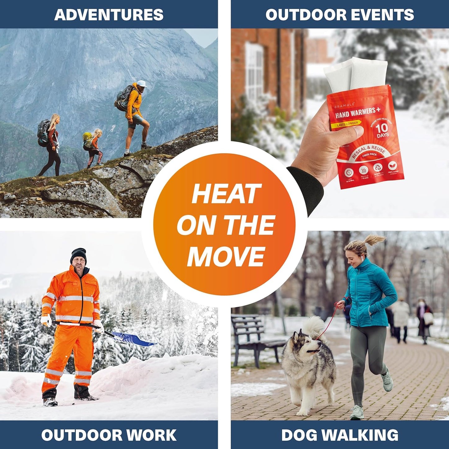 Bramble Hand Warmers Disposable Value Pack (2 Warmers per Pack) Pocket Warmers for Hiking, Outdoor Activities, Skiing - up to 10 Hours of Heat-FemmiqueWomen