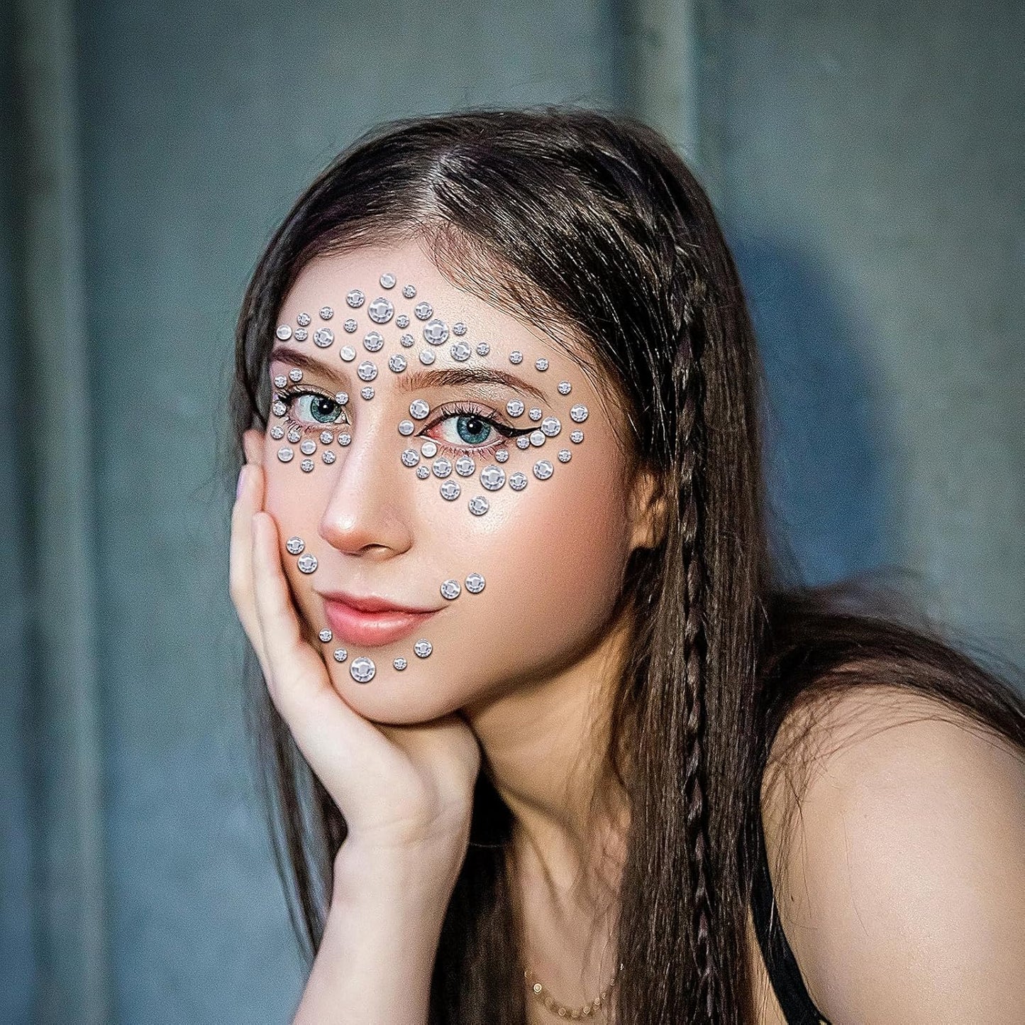 3555 Pieces Face Gem Stickers Self Adhesive Rhinestone Stickers for Crafts 3/4/5/6/8 MM Face Jewels Stickers Diamond Nail Gems Stick on for Face Eye Hair Body Makeup DIY Craft 5 Sizes-FemmiqueWomen