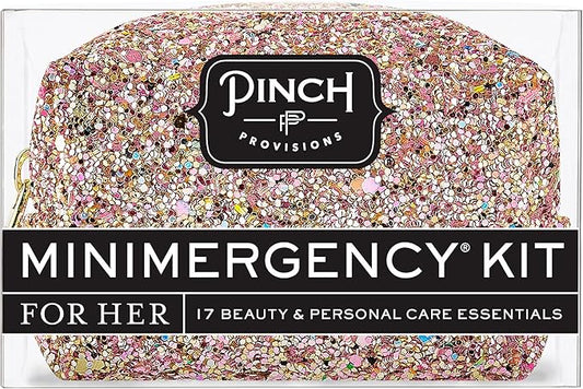 Pinch Provisions Rose Gold Minimergency Kit, includes 17 Travel-Sized Cosmetic Essentials, Convenient for Purses, Emergency Beauty Accessories, Gifts for Holiday’s & Birthday’s-FemmiqueWomen