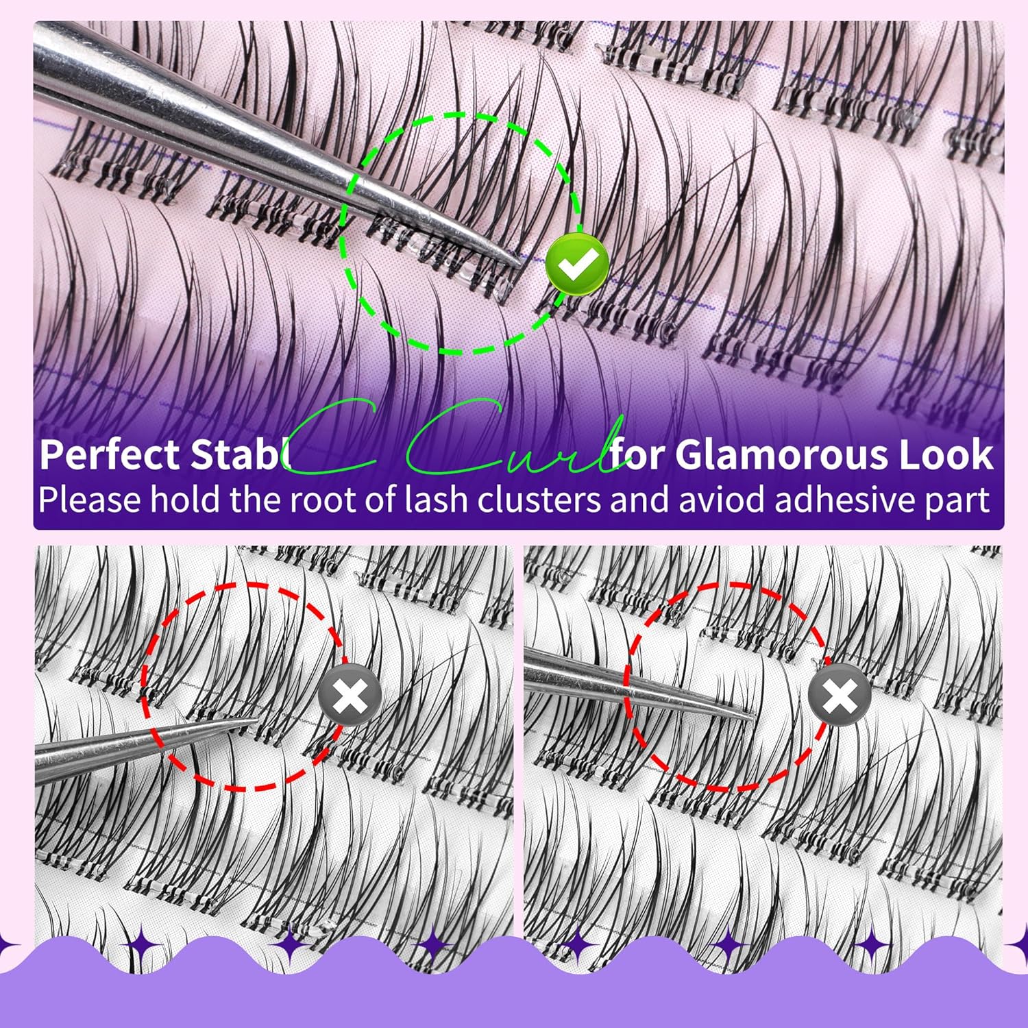 JIMIRE Self Adhesive Eyelashes Wispy Lash Clusters Natural Look 9-12MM Press on Lashes Self Adhesive Lash Clusters No Glue Needed Natural Pre Glued Lashes Clusters Reusable Invisible Band-FemmiqueWomen
