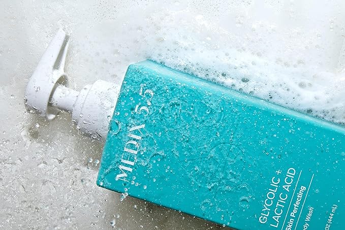 Medix 5.5 Body Scrub Skin Care Glycolic Acid Exfoliating Body Cleanser KP Bump Eraser | AHA + Lactic Acid Anti Aging All Skin Type Wash | Keratosis Pilaris & Acne | Foaming Body & Face Wash, 15 Fl Oz-FemmiqueWomen