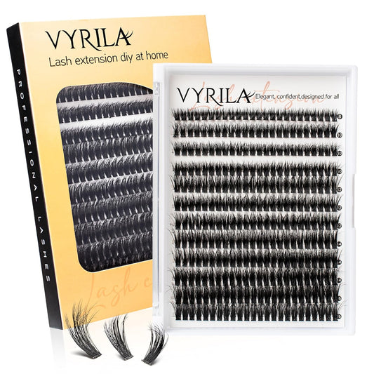 Lash Clusters 8-16mm, False Eyelashes 288pcs, Cluster Eyelash Extensions Matte Black Soft, Diy Lash Extensions D Curl Natural Lash Clusters Faux Mink Lashes Wispy(Pizazz,288pcs,0.07,D,8-16MIX)-FemmiqueWomen