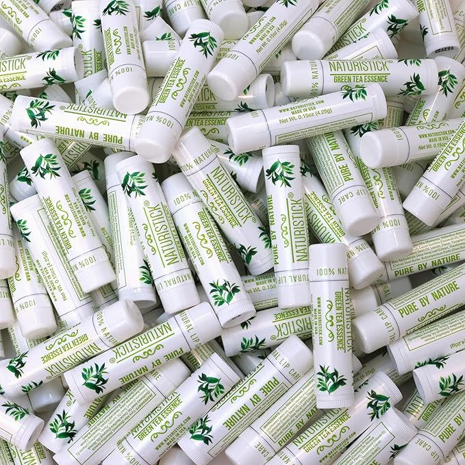 150-Pack Lip Balm in Bulk by Naturistick. Green Tea Scent. 100% Natural Ingredients. Best Beeswax Chapstick for Dry, Chapped Lips. Made in USA-FemmiqueWomen