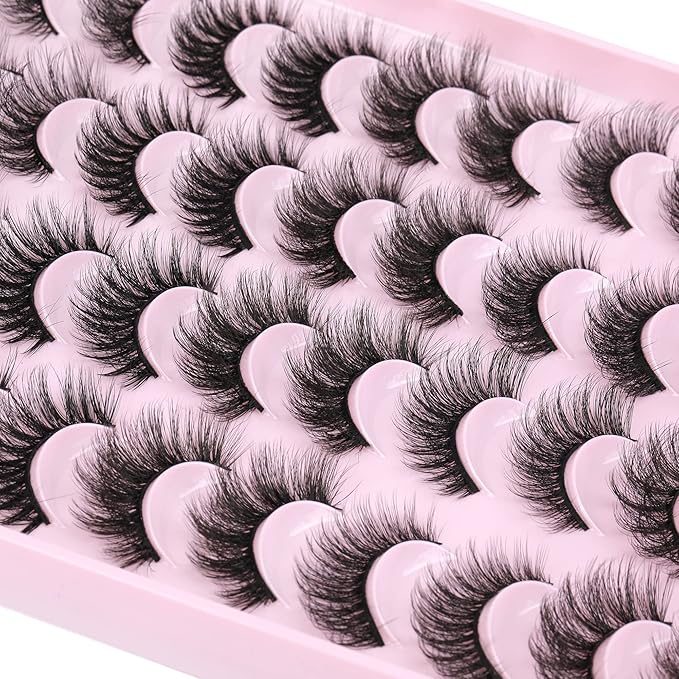 JIMIRE False Eyelashes Natural Fluffy Wispy Faux Mink Lashes 5D 14mm-18mm 5 Styles Mixed Lashes for Small Eyes Natural Look Fake Eyelashes 20 Pairs Multipack-FemmiqueWomen