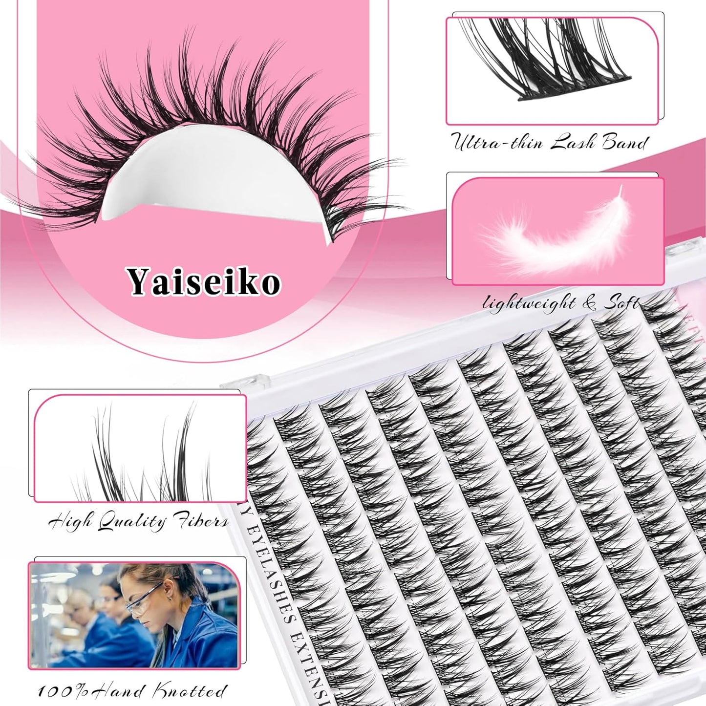 Wispy Lash DIY Natural C Curl Individual Eyelash Extensions 10-12mm Short Manga Clusters 120pcs-FemmiqueWomen