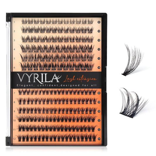 Lash Clusters-VYRILA 0.07mm Wispy Eyelashes C Curl Eyelash Clusters 8-14mix Individual Lashes Extension DIY at Home (30P+S05 192pcs-8-14mix)-FemmiqueWomen