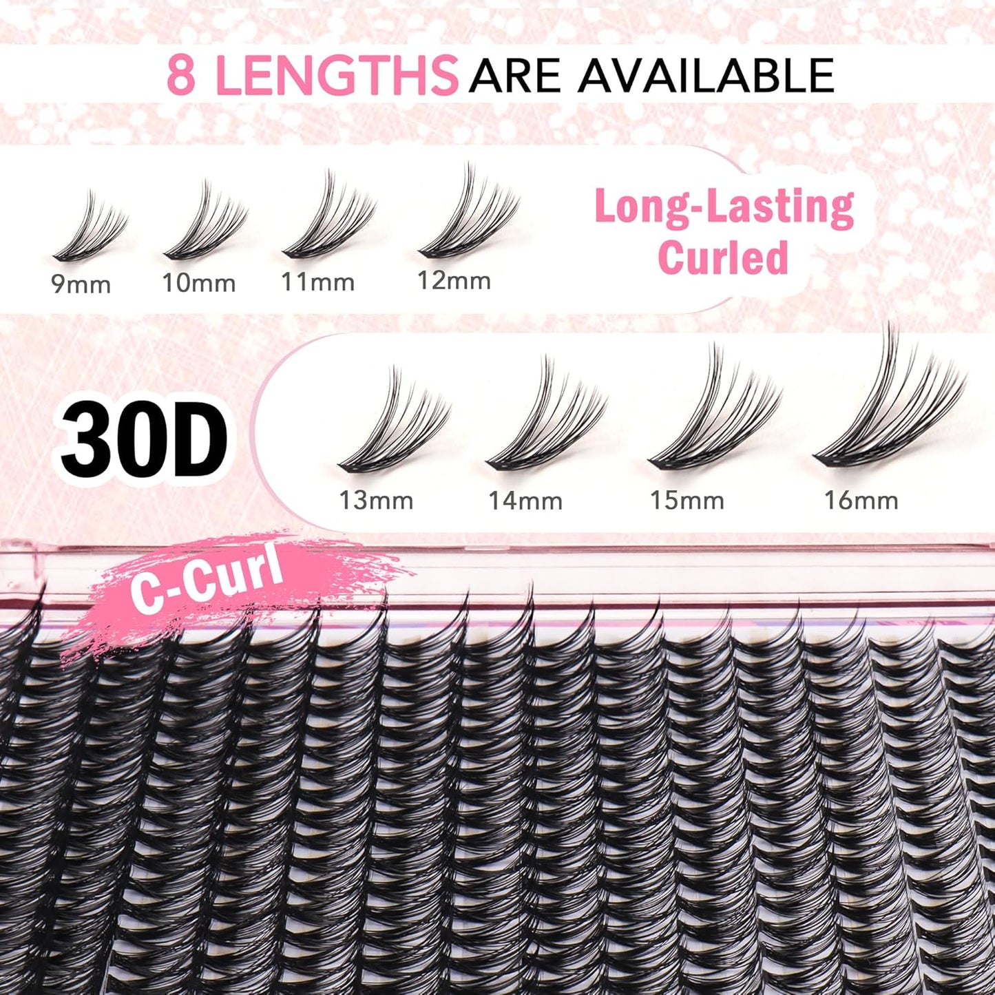 GAQQI Lash Clusters 320Pcs Individual Lashes 30D Mixed 9-16mm Eyelash Clusters C Curl Lash Clusters Look Like Mink Eyelash Extensions Thin Band Soft to Use Self Application(30D-CMIX)-FemmiqueWomen