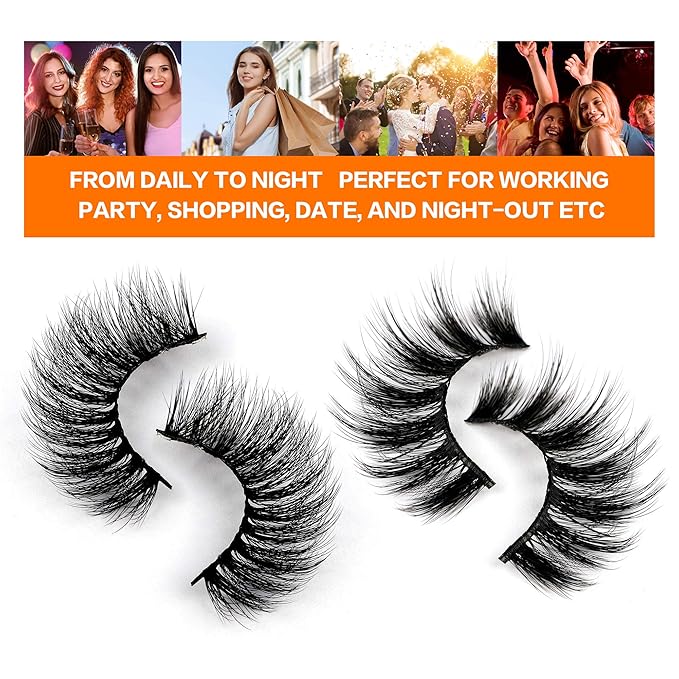 JIMIRE 20 Pairs False Eyelashes 2 Styles Mixed Fluffy Eyelashes Natural Volume Wispy Faux Mink Lashes Pack-FemmiqueWomen