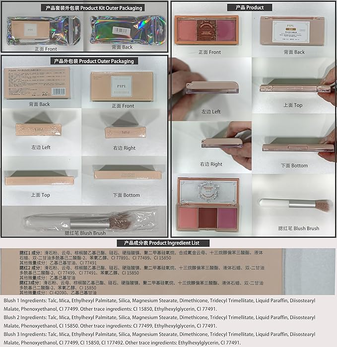 3 Color Matte Pink Blush Palette with Brush, Long Lasting Cheek Makeup, Light and Smooth Blush Powder for Face Beauty-FemmiqueWomen