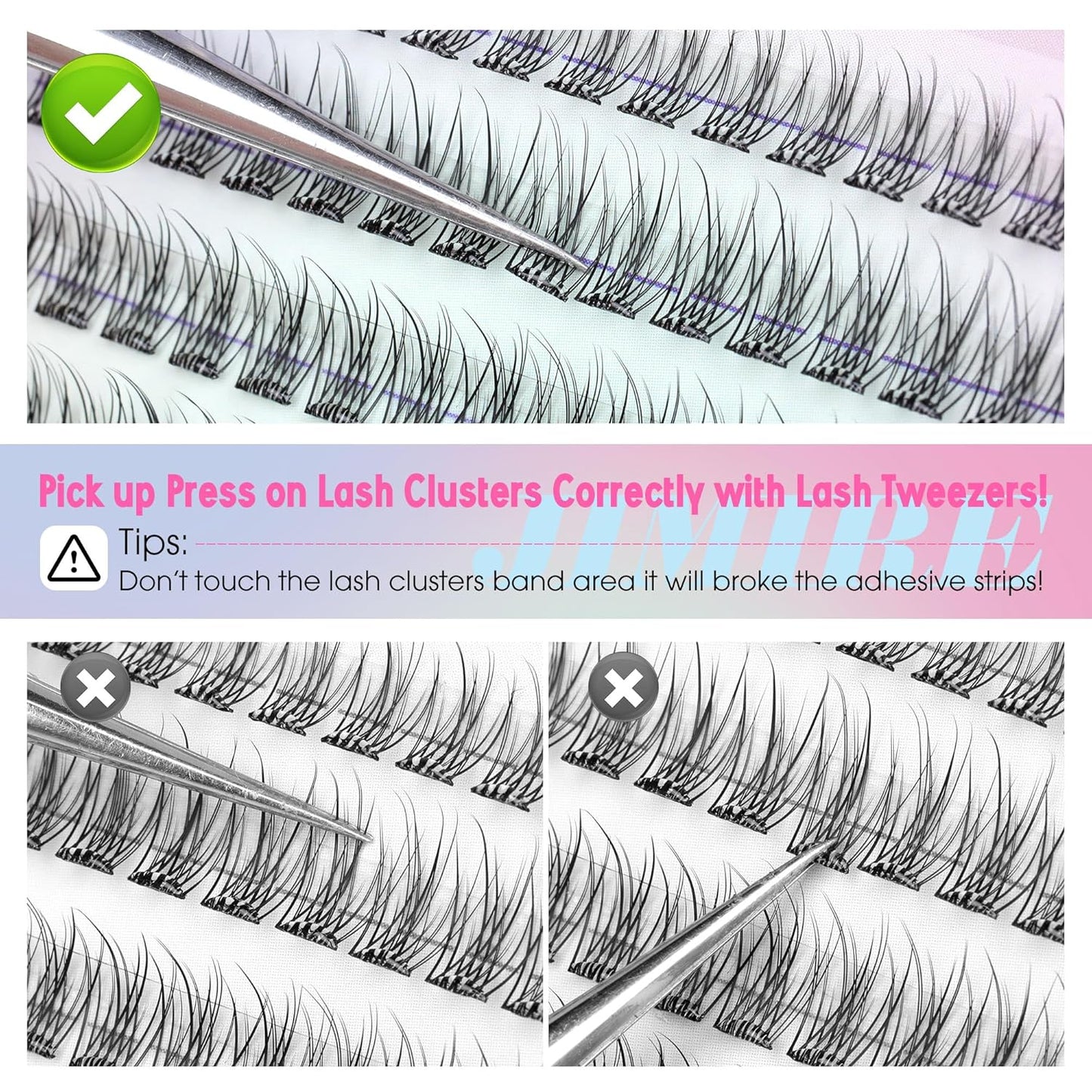 JIMIRE 160Pcs Self Adhesive Eyelashes Natural Look 9-14MM Wispy Pre Glued Lash Clusters No Glue Needed Press on Lashes Clusters Reusable Self Adhesive Eyelash Clusters Beginners Friendly-FemmiqueWomen