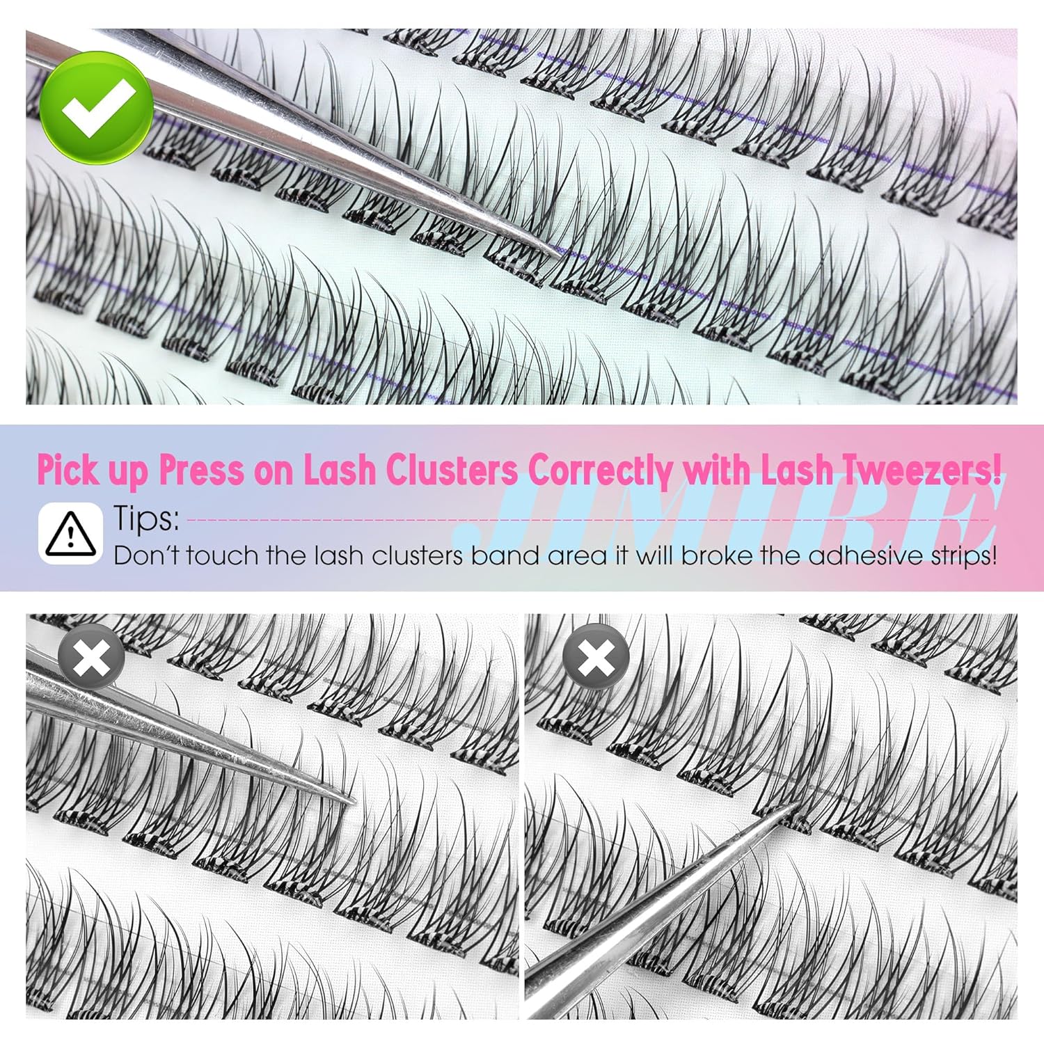 JIMIRE 160Pcs Self Adhesive Eyelashes Natural Look 9-14MM Wispy Pre Glued Lash Clusters No Glue Needed Press on Lashes Clusters Reusable Self Adhesive Eyelash Clusters Beginners Friendly-FemmiqueWomen