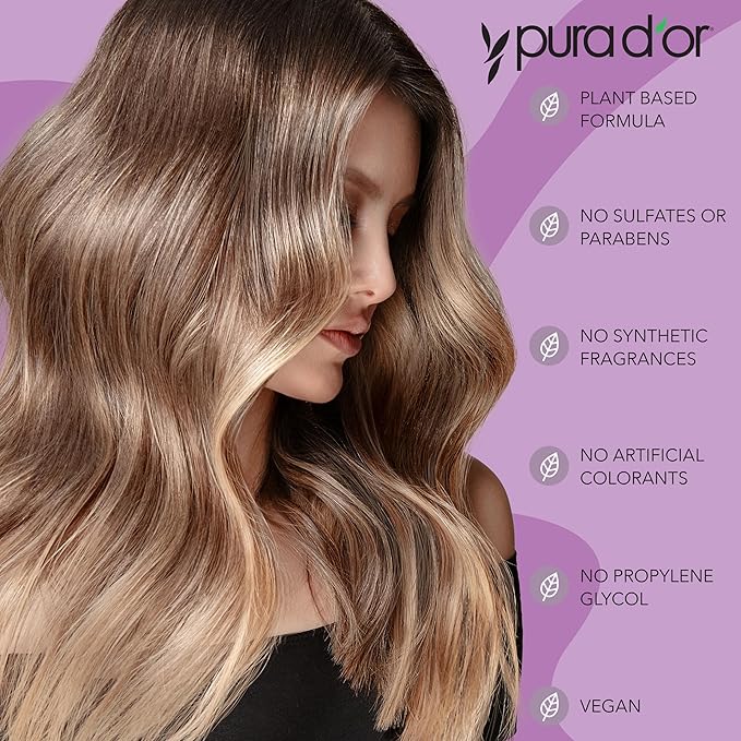 PURA D'OR 16 Oz ColorHarmony Purple Shampoo For Bleached, Blonde, Silver & Color Treated Hair - Keratin, Bamboo Fiber, No Sulfates, Select Natural Ingredients - Men & Women-FemmiqueWomen