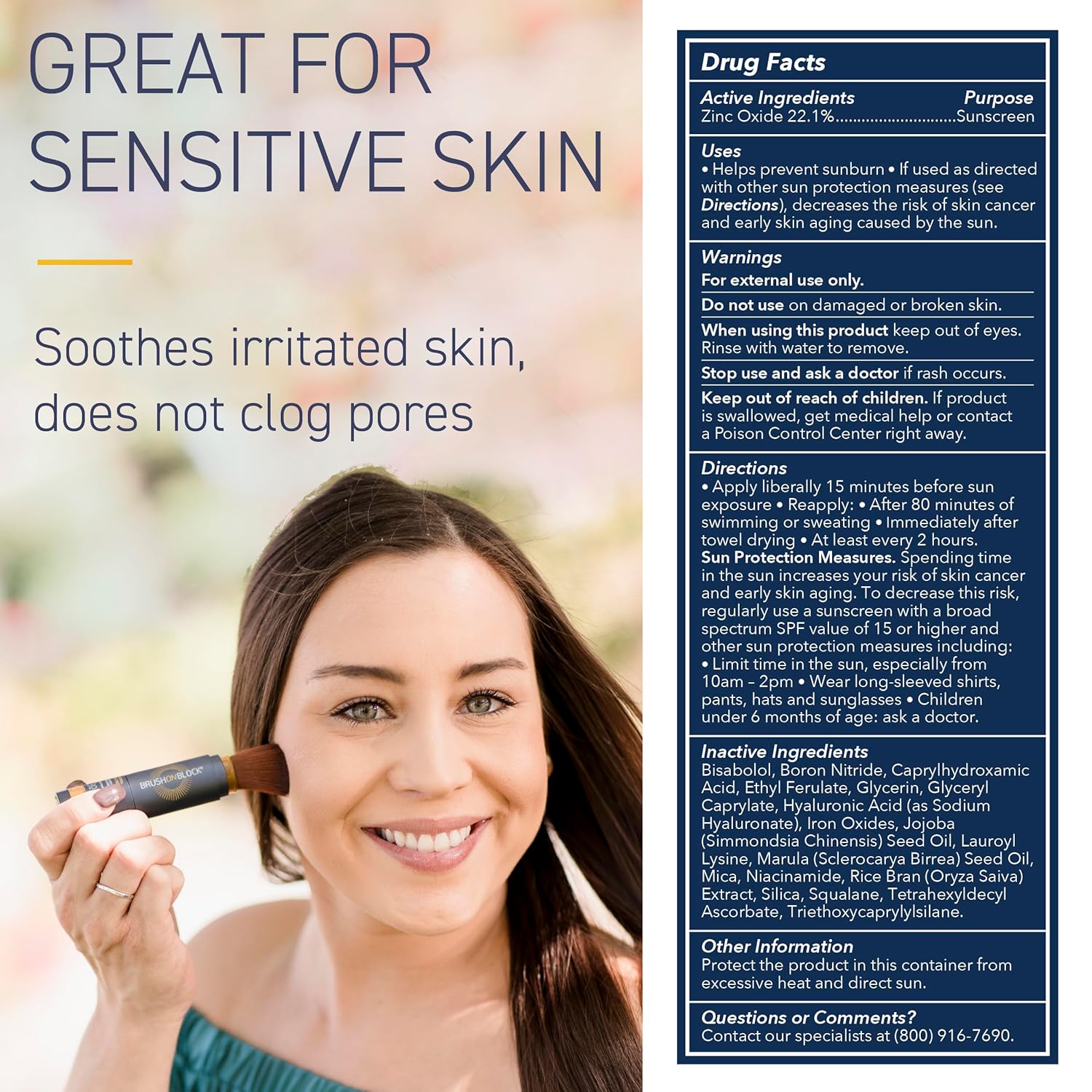 Brush On Block SPF 30 Mineral Powder Sunscreen New Formula, With Niacinamide, Hyaluronic Acid, & Vitamin C, Broad Spectrum, Water Resistant, Translucent, For All Skin Types, Reef Friendly, Mfg in USA-FemmiqueWomen