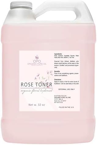 Rosewater Glycerin Mist Toner Bulk Spray Facial Body Floral Cleanser Pure Rose Hydrosol Vegetable Glycerine Moisturizing Cleansing Toning Mix Face Skin Hair Body - Packaging May Vary (32 Ounces)-FemmiqueWomen