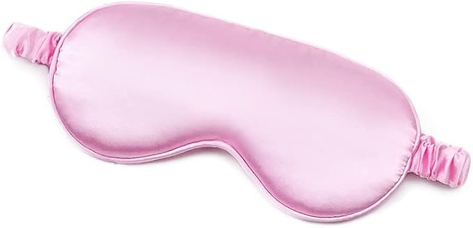 100% Natural Mulberry Soft Silk Sleep Mask, Light Blocking Eye Masks For Sleep, Night Blindfold Eye Mask Cover For Men And Women, Sleeping Night Mask For Travel (Pink)-FemmiqueWomen