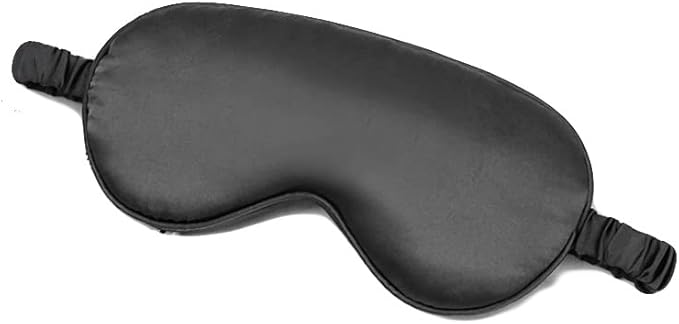 100% Natural Mulberry Soft Silk Sleep Mask, Light Blocking Eye Masks For Sleep, Night Blindfold Eye Mask Cover For Men And Women, Sleeping Night Mask For Travel (Black)-FemmiqueWomen