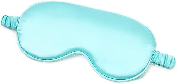 100% Natural Mulberry Soft Silk Sleep Mask, Light Blocking Eye Masks for Sleep, Night Blindfold Eye Mask Cover for Men and Women, Sleeping Night Mask for Travel (Light Blue)-FemmiqueWomen