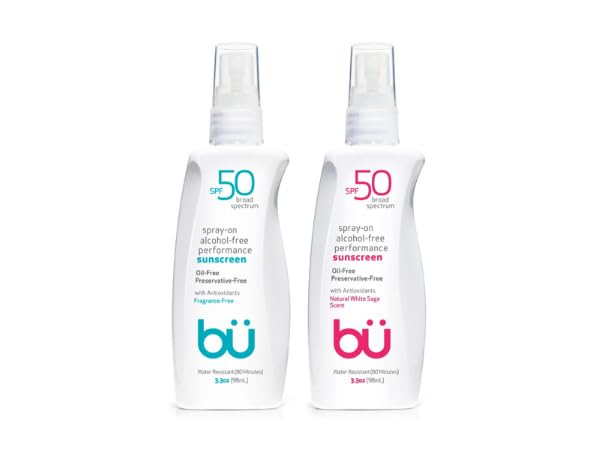 BU Sunscreen SPF 50, Fragrance Free & White Sage, 3.3 oz Sunscreen Spray for Face & Body Duo– Broad Spectrum, Water Resistant-FemmiqueWomen