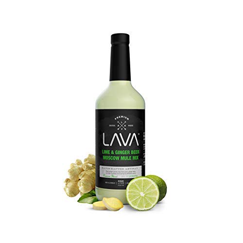 (3 Pack) LAVA Premium Spicy Moscow Mule Mix by LAVA Craft Cocktail Co., Made with Ginger Beer, Key Lime Juice, Real Ginger Puree, No Artificial Sweeteners, Ready to Use, 1-Liter (33.8oz) Glass Bottle-FemmiqueWomen