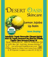2-Pack Organic Lemon Lip Balm - USDA Certified Organic, 70% Organic Jojoba Oil, Organic Beeswax, Soothes and Softens Dry, Cracked, and Sensitive Lips, Natural Lemon Scent No Taste. 0.15 oz/4.6 gm-FemmiqueWomen