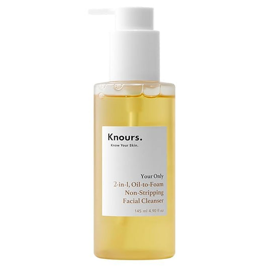 Knours. 2-in-1 Oil-to-Foam Non-Stripping Facial Cleanser, Honey & Plant Based Oils Makeup Remover Non Drying Clean Beauty (145ml 4.97 fl. oz.)-FemmiqueWomen