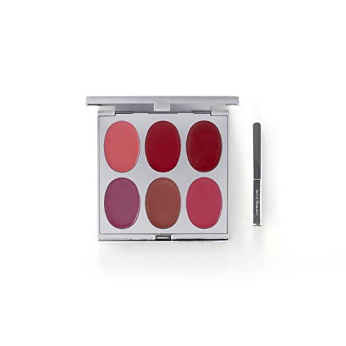 Jerome Alexander New Again Lipstick Palette & Retractable Brush, 6 Hot-Poured, Buildable & Blendable Smooth Matte Shades (Hot Colors)-FemmiqueWomen