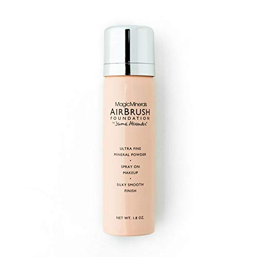 Jerome Alexander MagicMinerals AirBrush Foundation, Spray Makeup with Skincare Active Ingredients, Ultra-Light, Buildable, Full Coverage Formula (Light Medium)-FemmiqueWomen