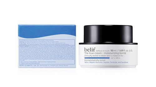 belif Moisturizing Bomb – Daily Ceramide Moisturizer with Peptide & Squalane, 48hr Hydration & Anti-Aging Cream, Milky & Lightweight, Restores Skin Barrier, Korean Skincare, 3.3 fl oz (100ml)-FemmiqueWomen